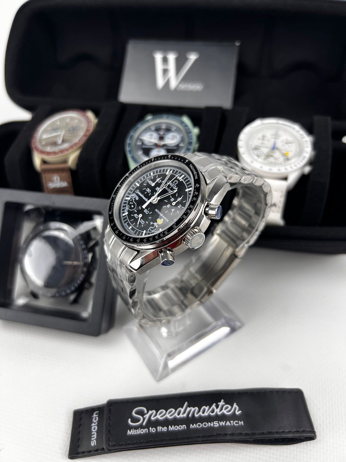 Omega x Swatch Mission to Moon black snoopy Steel mod by HW Design