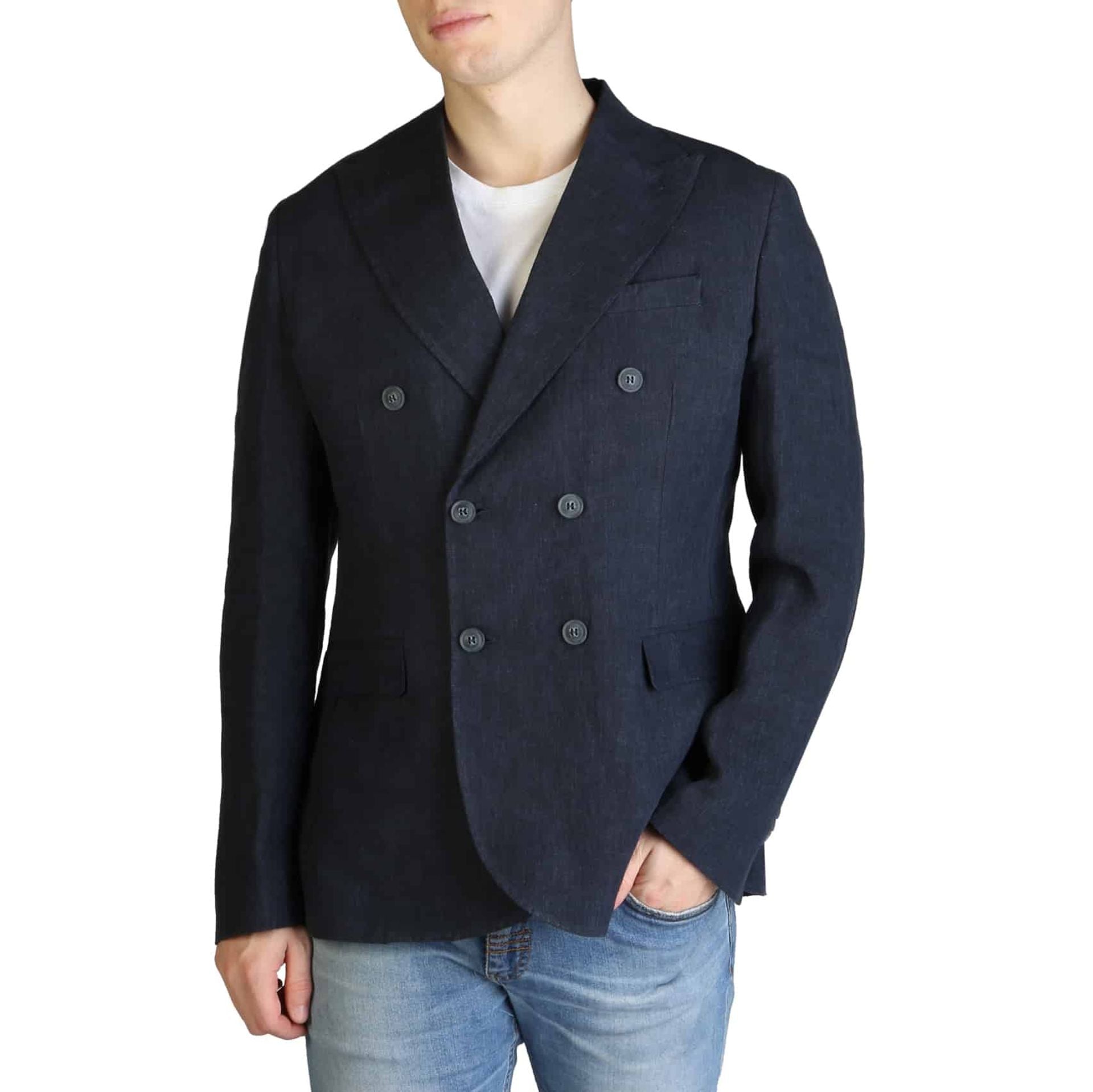 Chaqueta de traje Yes Zee hombre azul lino 100%